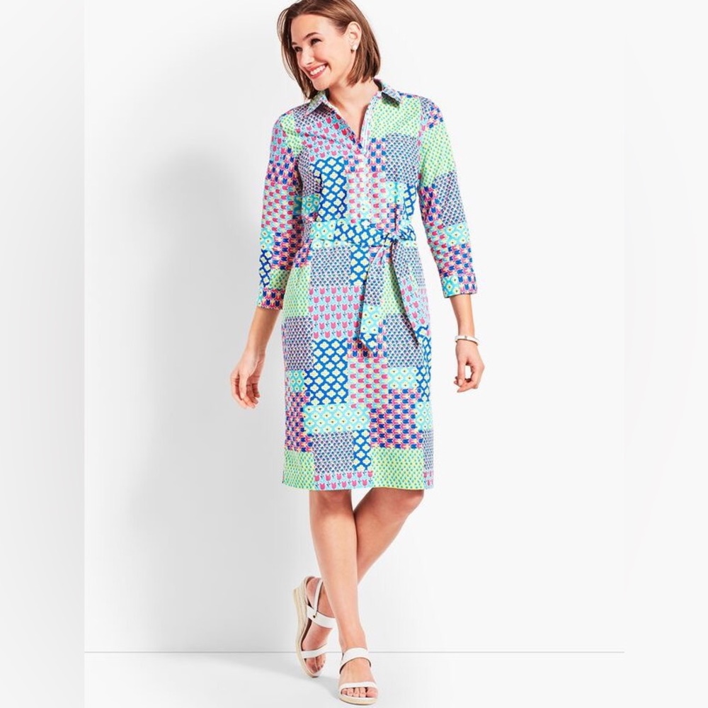 Talbots ISLAND PATCHWORK BELTED SHIRTDRESS - Picture 3 of 10